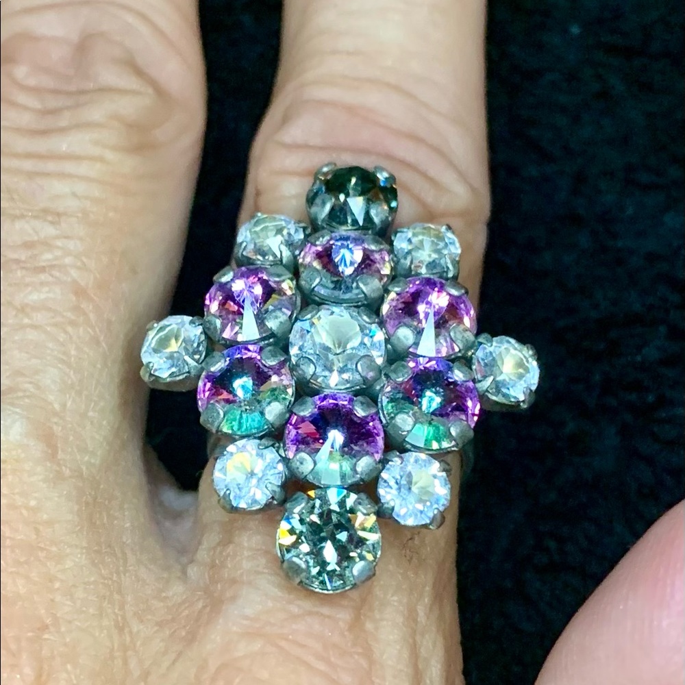 Sabika Adjustable Ring Multi Stone. Lightly used. Sabika protective bag included